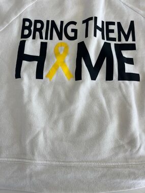 Bring Them Home White Sweatshirt with Yellow Ribbon